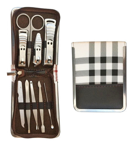 Set Manicura De Viaje X 9 Piezas + Estuche Acero Quirurgico 0