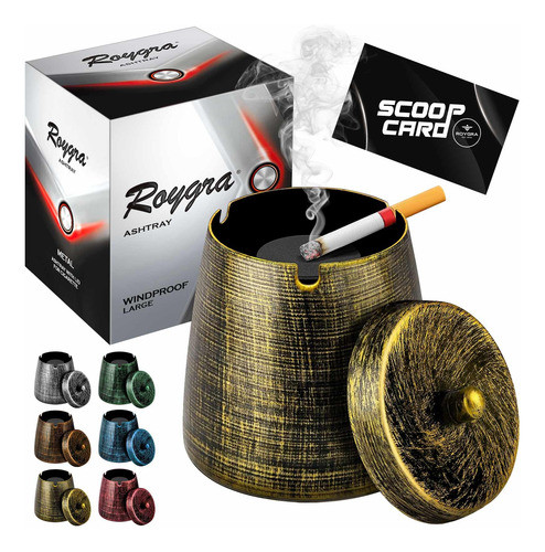 Cenicero Con Tapa, A Prueba De Viento, Sin Humo, Grande, D 0