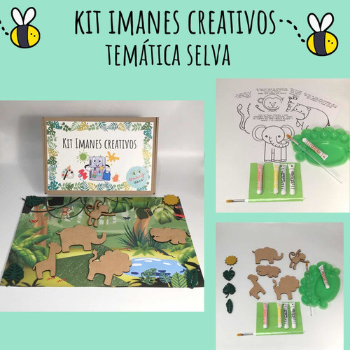 Juego Niños Kit Imanes Creativos Selva De Madera Para Pintar 0