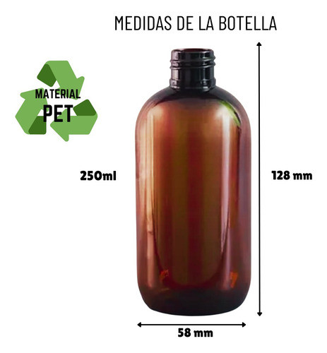 100 Envases Pet Lyon 250ml Ambar Dosificadora Blanca 1