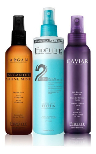 Brillo Argan Desenredan Protector Termico Fidelite Kit Combo 0
