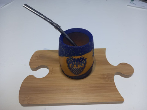 Mates Pintado Con Resina + Bombilla Personalizados 0