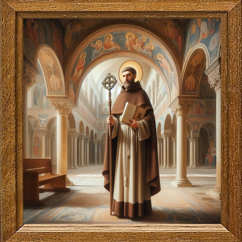 Cuadro De Arte Digital San Benito Nursia V2 50x50cm  Única 0