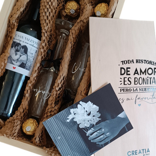 Regalo San Valentín Aniversario Casamiento Enamorados Vino 0