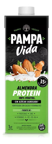 Bebida De Almendras Protein Sin Azúcar 1 L Pampa Vida X 16u. 0