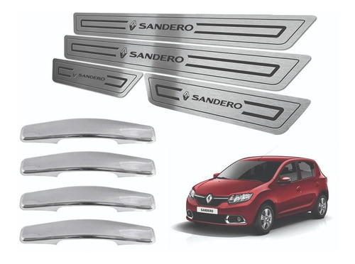 Cubre Manijas Cromadas + Zocalos P/ Renault Sandero 08/14 0