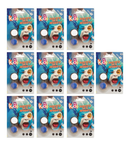 10 Set Maquillaje Argentina Glow Kids Pastilla Celeste Blanc 0