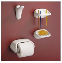 Accesorios Baño Ferrum Compacto 4 Accesorios De Pegar Blanco 1