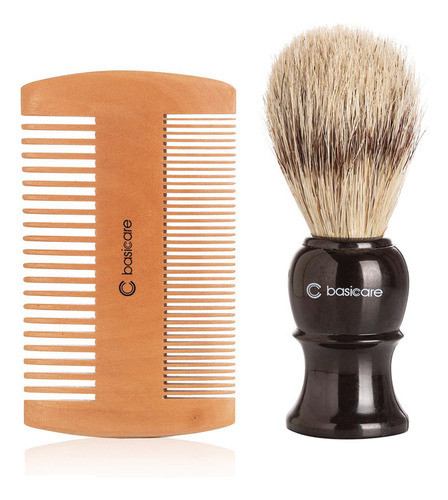 Kit Cuidado De La Barba Brocha+peine Basicare 0