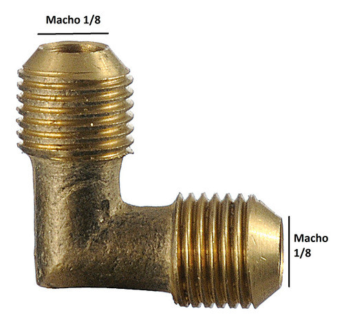 Codo Conexion De Bronce 1/8 Macho A 1/8 Macho Pestaña 1