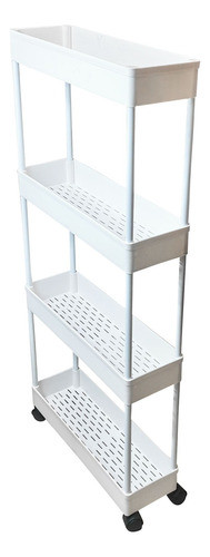 Mueble Estantería De Plástico Y Metal, 4 Estantes, Con Rueda 0