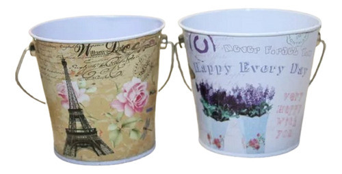 Mini Macetas Balde  7.5x8x6.2cm Torre Eiffel Souvenir Setx12 0