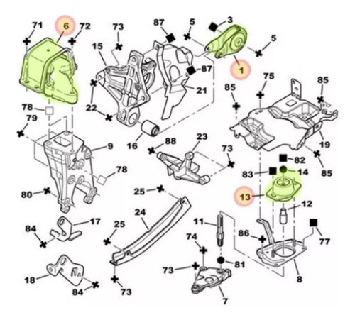 Kit X3 Soporte Pata De Motor Citroen C4 2.0 16v Nafta 1