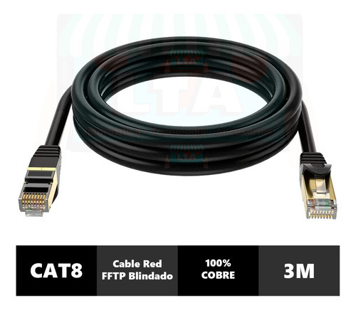 Cable Red Cat8 Fftp 100% Cobre Ia 3 Metros Garantía X Vida 1