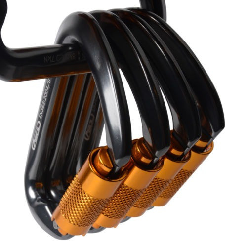 Pack 5 30kn Auto Cierre Mosquetón Forma D Twist Lock Alumini 0