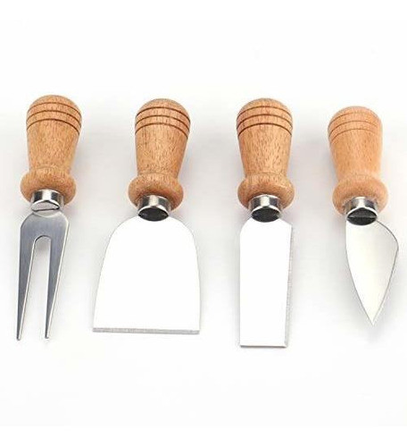 Juego De 8 Cuchillos De Queso Con Mango De Madera Cortador D 1