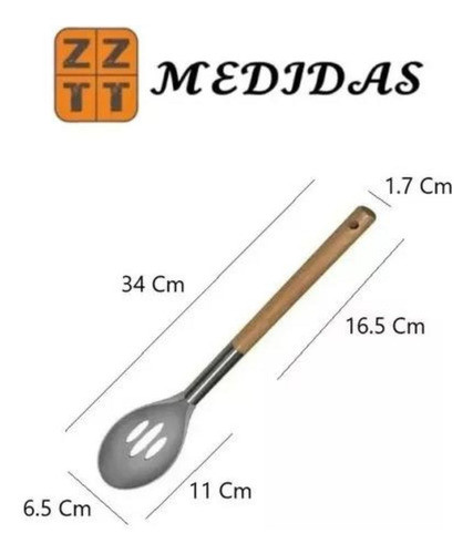 Set X6 Utensilios Hudson Nylon Mango Madera Cocina Zztt 1