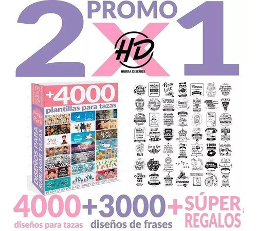 2x1 3000 Plantillas Sublimar Tazas + 3000 Vectores De Frases 1