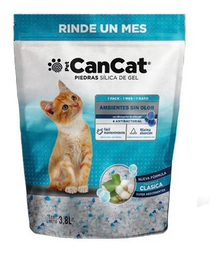 Piedras Sanitarias Silica Cancat Gel Neutro Gatos 3 X 3,8lts 0