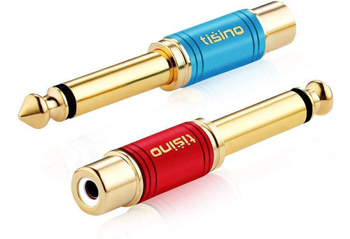 2 Adaptadores Rca Hembra A Ts 1/4  Macho | Dorado, Rojo/a... 0