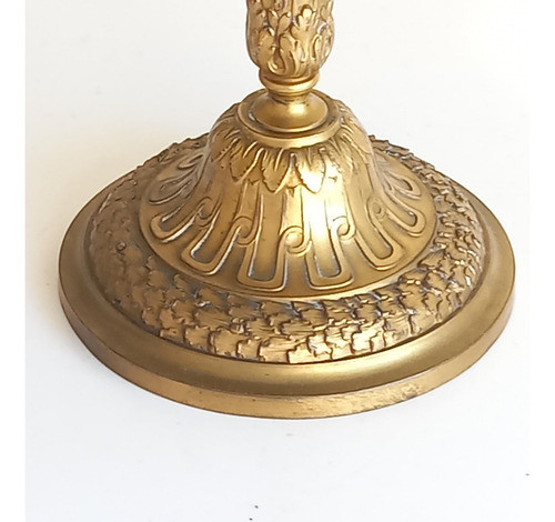 Antigua Frutera De Pie De Metal Con Baño En Oro Y Vidrio 1