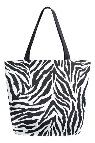 Bolsa De Compras Reusable Grande De Cebra Negro Y Blanco 0