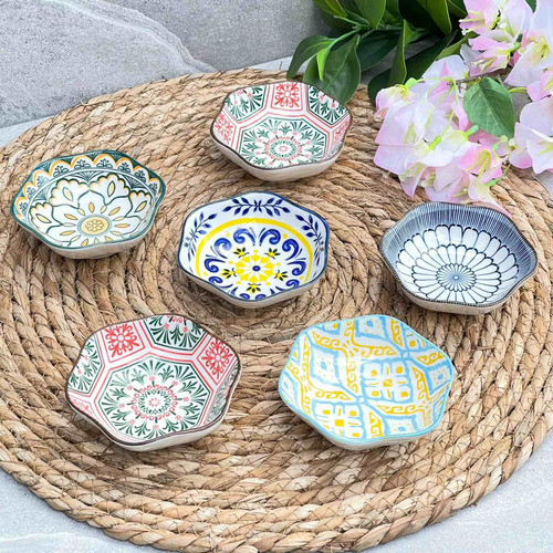 Juego De 6 Mini Platillos Porcelana Salsa Ø 10cm X Alto 3cm 0