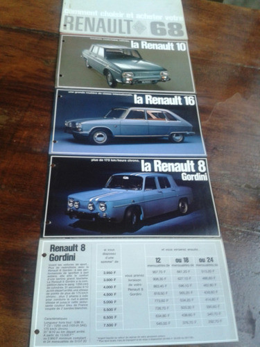 Renault 4 8 10 16  Folleto En Francés Año 1968 Publicidad 0