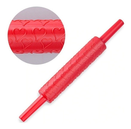 Rodillo Palo Amasar Texturador Corazon Y Estrella Reposteria 0