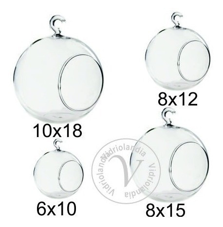 Terrarios Colgantes Globos Y Fanales Con Manija Vidrio 8x15 1