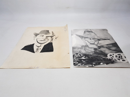 Antigua Caricatura Carlos Gardel Original + Foto Mag 60634 0