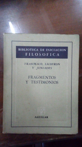 Libro Trasimaco Licofron Y Jeniades 0
