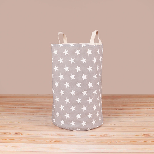 Maxi Cesto De Tela Canasto, Gris Estrellas Blancas 1