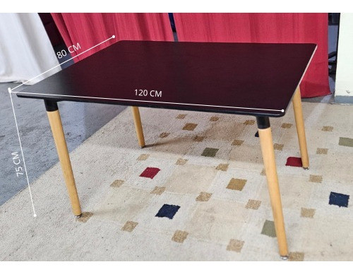 Mesa Rectangular 120x80 Cm Negra, Patas Color Beige 0