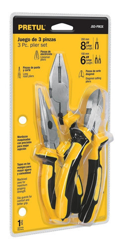 Juego De Pinzas 3 Piezas Mango Comfort Grip Pretul 0