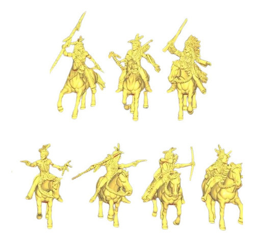 Indios Nativos A Caballo Mod1, Escala 1/16 (12cm), Blanco 0