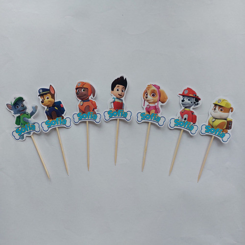 Toppers Personalizados Paw Patrol X 20, Pinches Torta 1