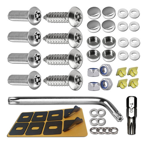 Bggtmo Tornillos Antirrobo Para Placa De Matrcula, De Acero 0