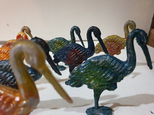Antiguo Juguete- Lote De 15 Flamencos De Plastico De 1960 0