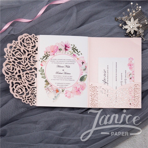 50 Tarjetas + 100 Personales Boda 15 Con Sobre Calado M30 1