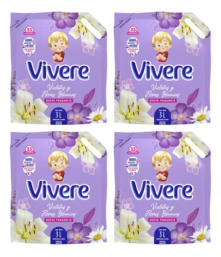 Vivere Suavizante Violetas Y Flores X 3lts Combo 4 Unidades 0