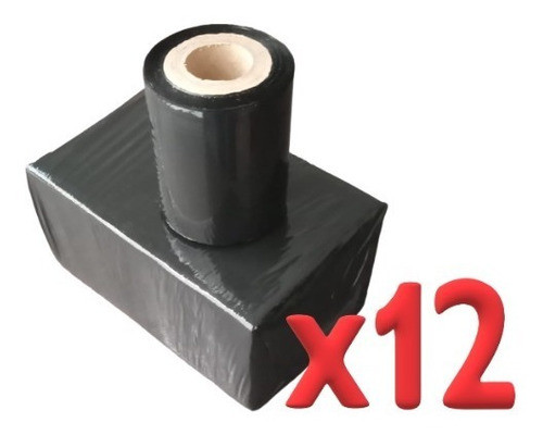 Film Stretch Virgen Rollo De 10 Cm Negro Por 12 Unidades 1