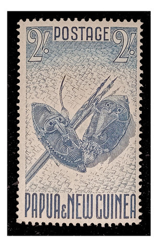 Papua Nueva Guinea 2 Shilling 1952 Máscaras Nv. Mint. Yv. 12 0