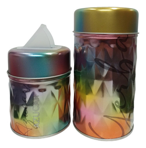 Set Matero Yerbera/azucarera Relieve Mate Vertedor Brillante 1