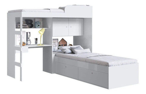 Dormitorio Cucheta Multifuncional - Cama + Escritorio + Baul 1