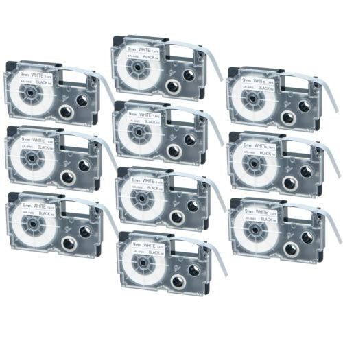 X 10 Negro En La Cinta De Sello Blanco Xr-9we Para Casio Kl- 0