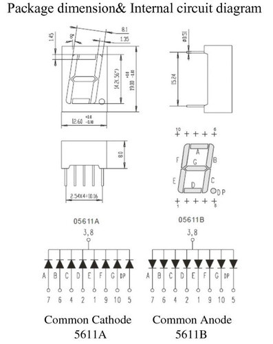 Display Led Rojo 7-seg 0.56  Anódo Comun High Red 1