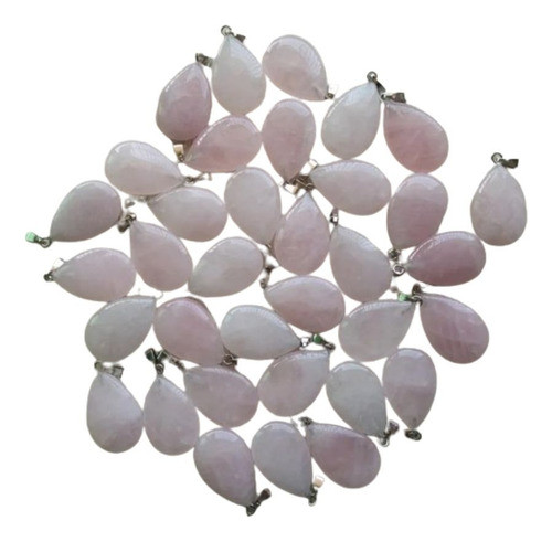 Collar Con Piedra Cuarzo Rosa En Forma De Lagrima. 0