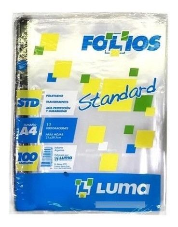 Folios Luma A4 Standard Pack X 100 Unidades Lomo Negro 1