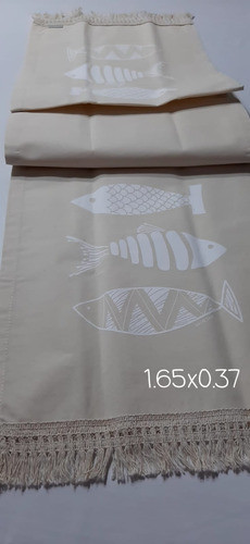Camino De Mesa Largo C/estampa Y Fleco (1,65 X 0.37 Aprox) 0